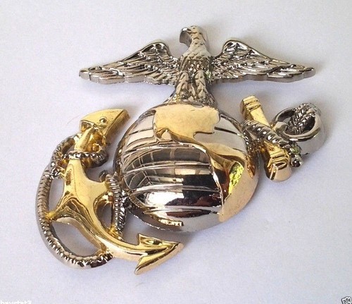 USMC EMBLEM Left Gold-Silver (LARGE 1-5/8″ H) US MARINES Military Pin P16362 ACE