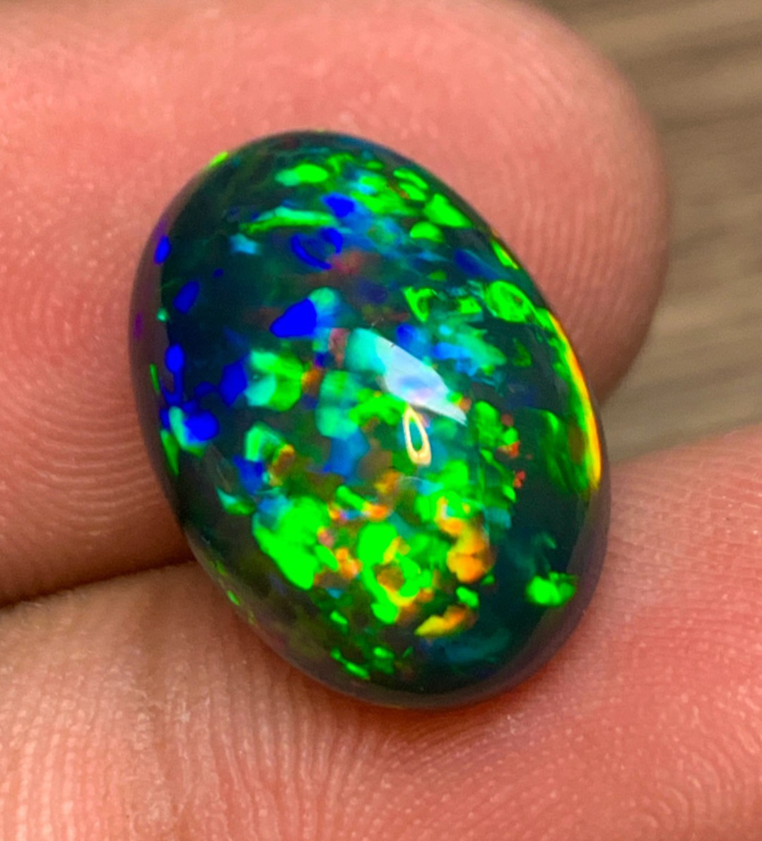 Ethiopian Black Opal Honeycomb Pin Fire 5.85 Carat Oval Cabochon Loose Gemstone