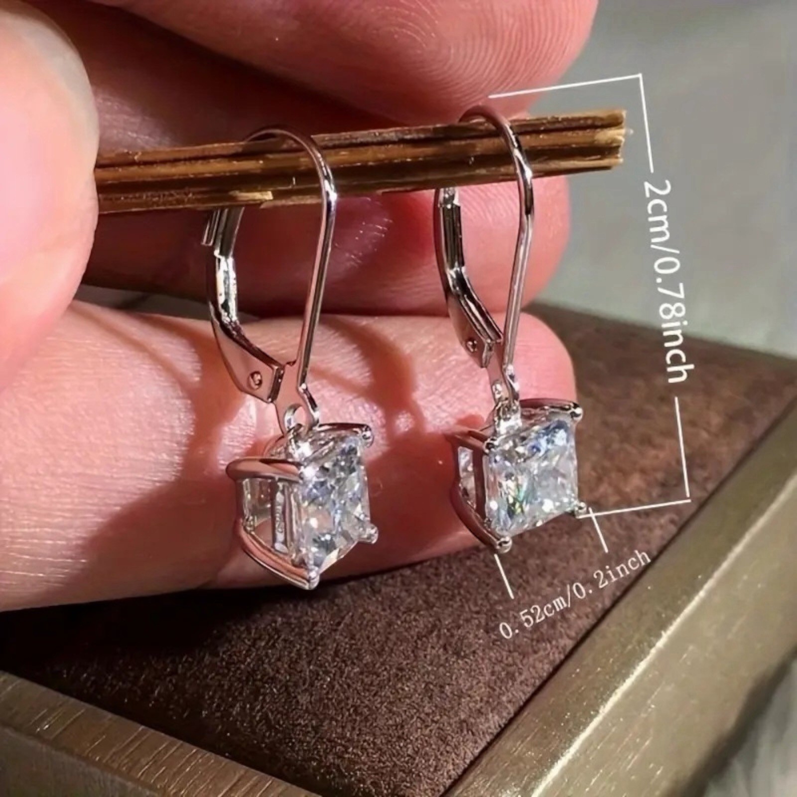 Elegant 925 Silver Plated Jewelry Drop Earrings Women White Glass Set A60
