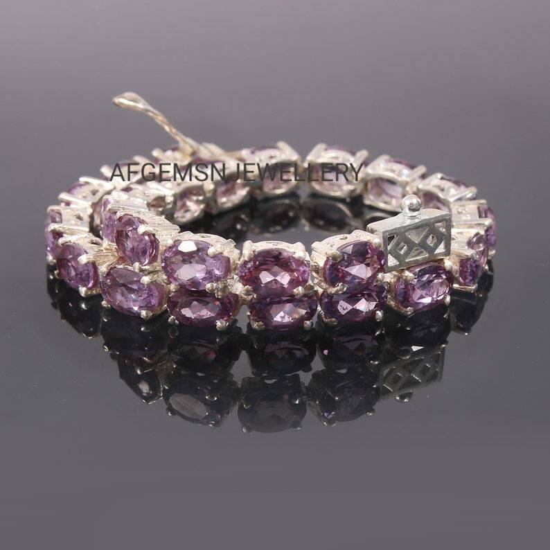 7x5mm oval cut Alexandrite Bracelet Tenniss Bracelet Colors Changing Bracelet