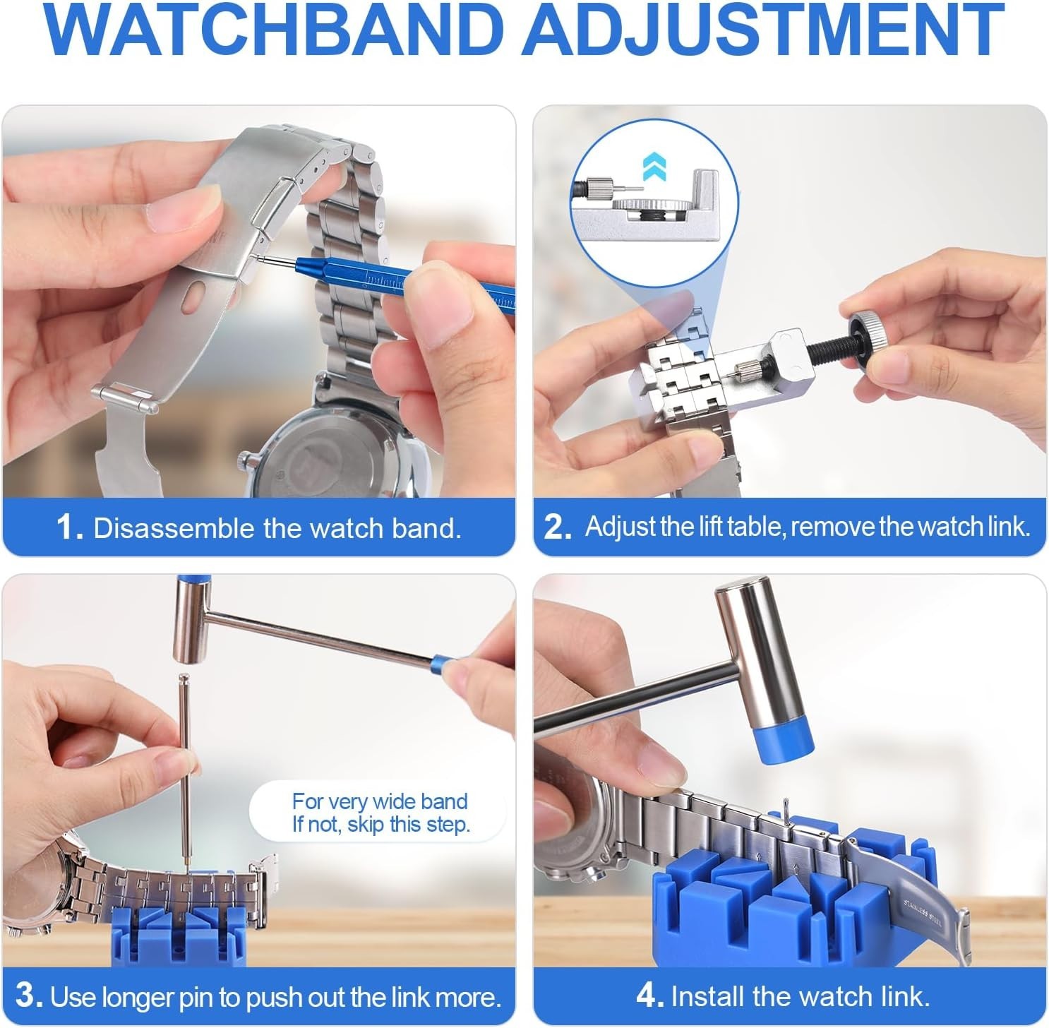 Watch Link Removal Tool Kit, Watch Band Tool for Watch Repair, Bracelet Adjus…