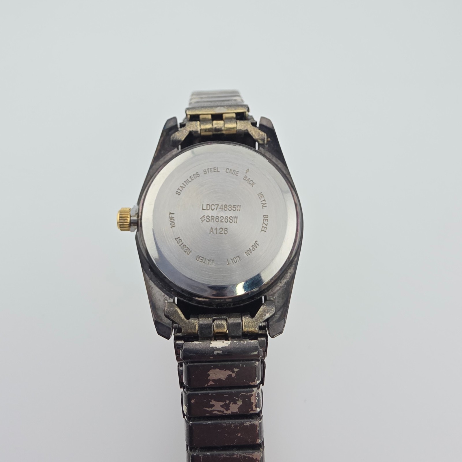 M.Z. BERGER & CO. Ladies Stretch Watch H2O Resistant Black Gold Ion Plated 6.25″