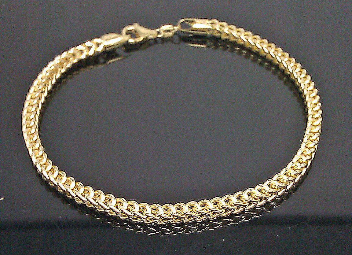 10k Yellow Gold Franco Bracelet 4mm 8″ Inch Men Women Rope Cuban Link Real gold