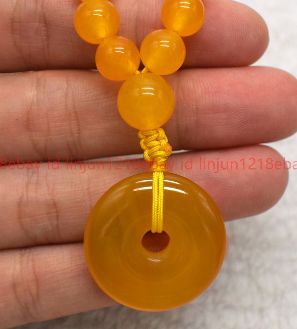 Pretty Natural 6/8/10mm Yellow Jade Round Gemstone Bead Pendant Necklace 16-24in