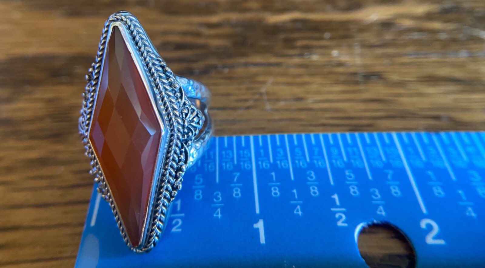 Sarda, Bali Handmade, Elegant, Carnelian & Sterling,Dinner Ring Sz 6.75; 7.75