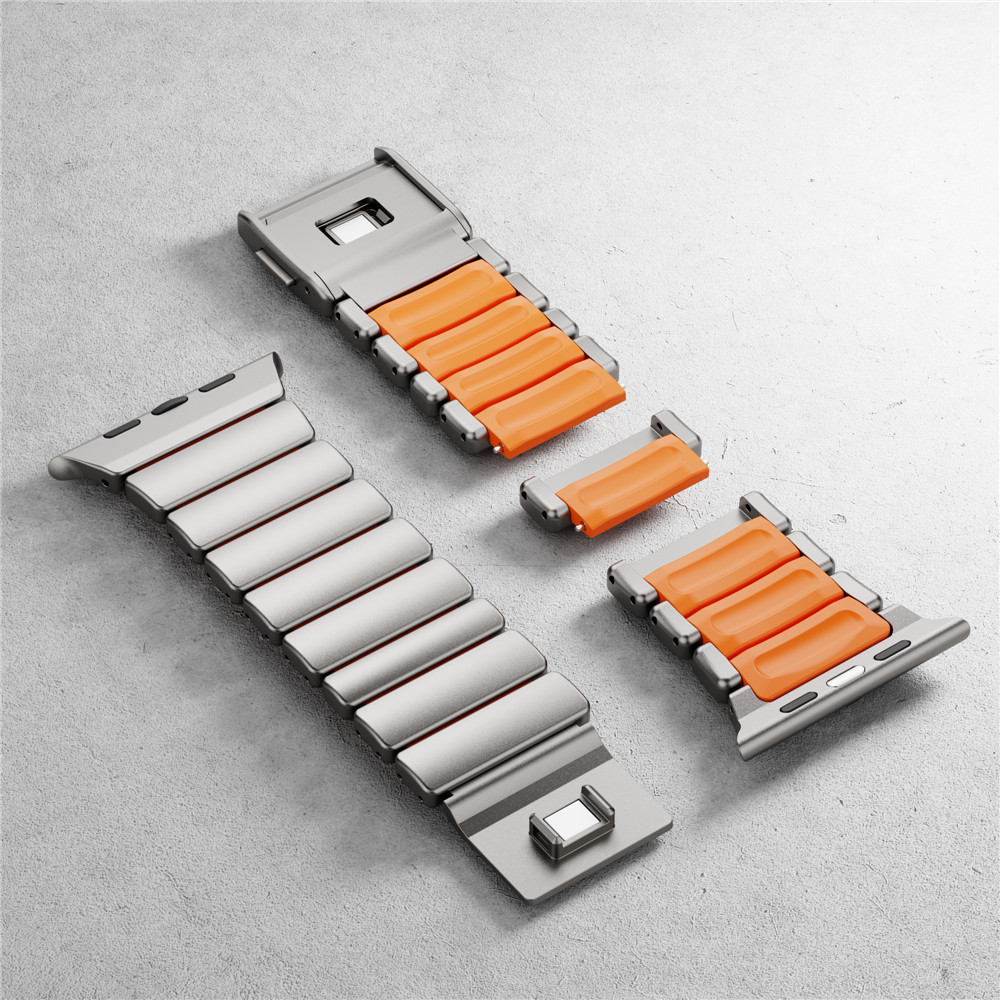 Titanium + Silicone Link Band for Apple Watch Ultra 3 2 49mm Series 11 10 9 8 7
