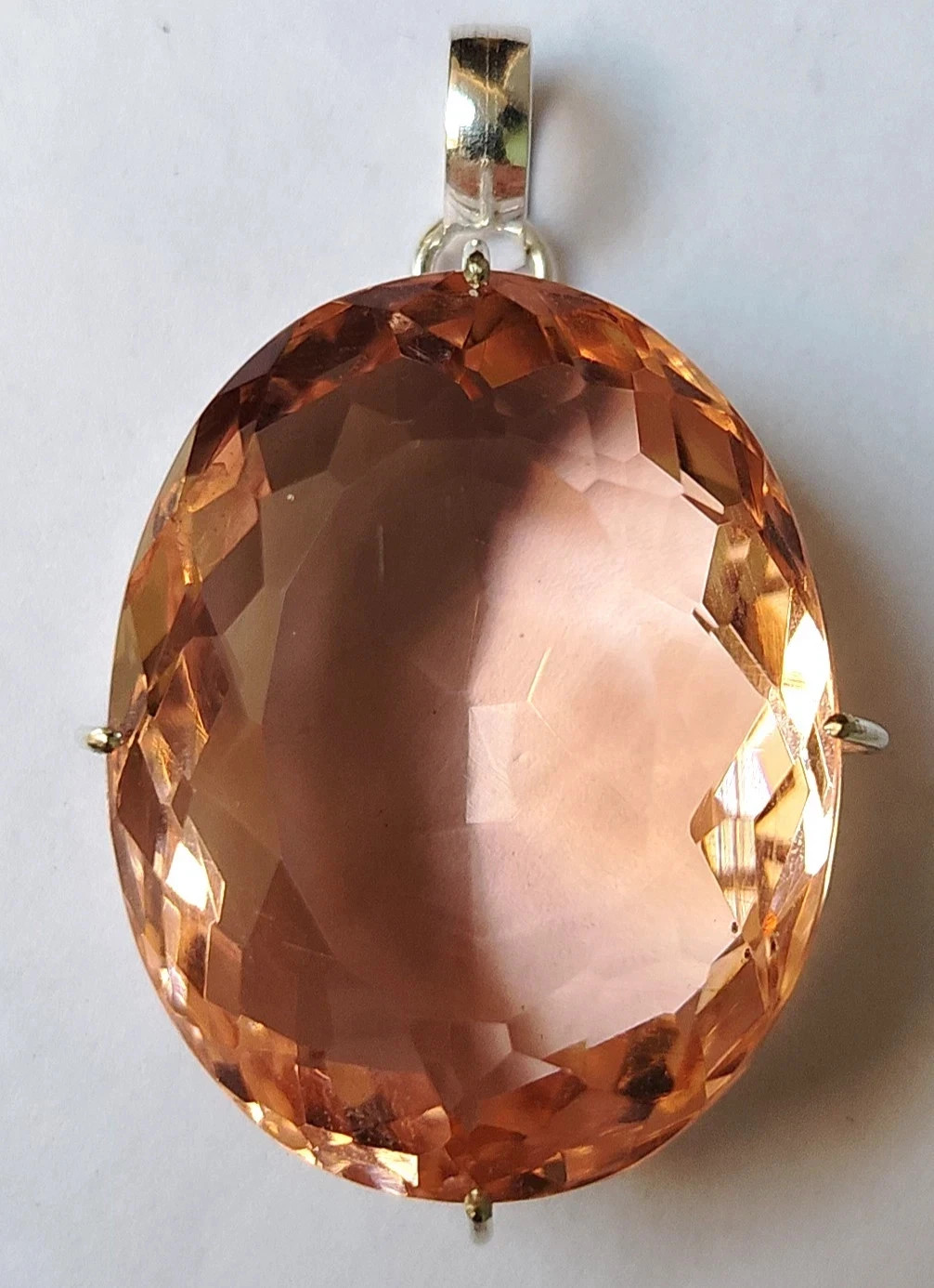 AAA 90.00 Ct+ Oval Cut imperial Topaz Natural Solid Silver Pendant AG Gemstone