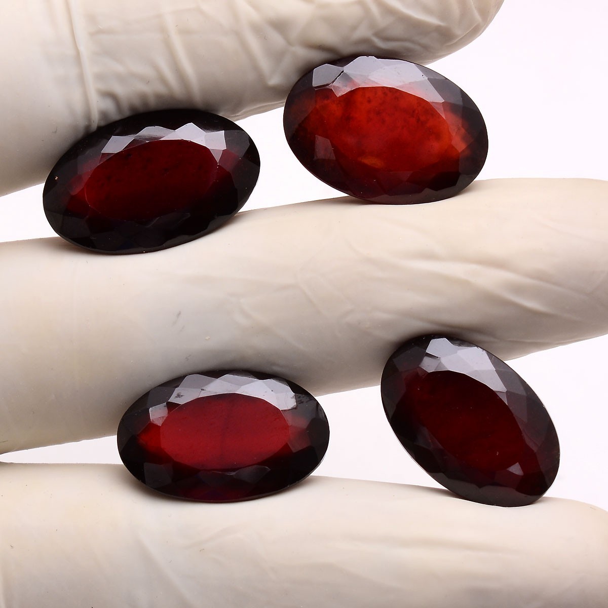 4 Pcs Natural Hessonite Garnet Top Grade 21mm-24mm Oval Cut Untreated Gemstones