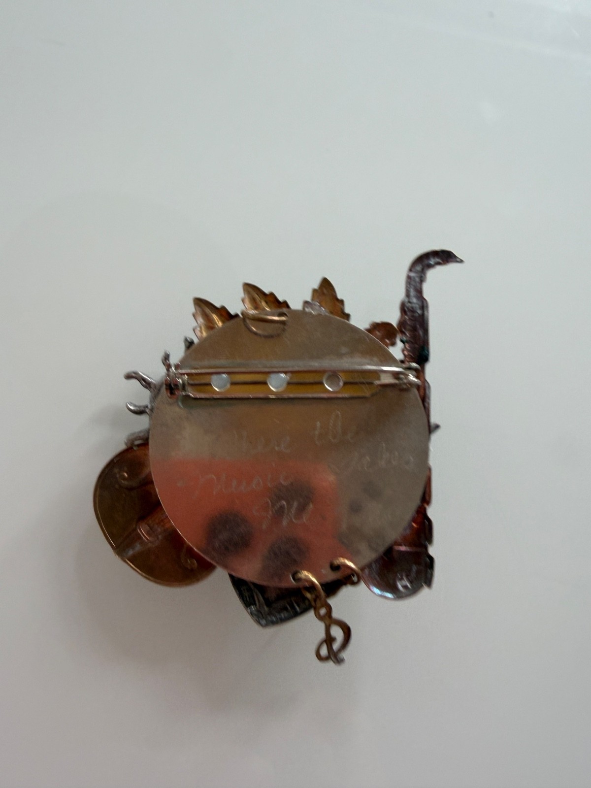 vintage multi-metal musical assemblage brooch