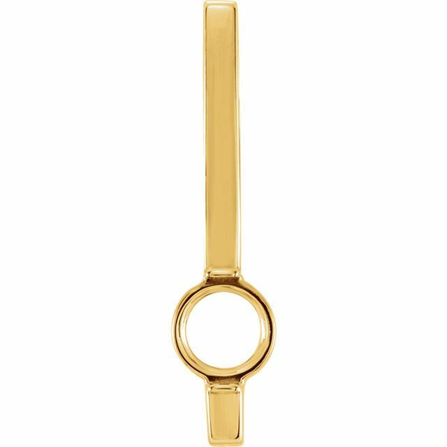 14K Gold Round Pendant Setting Solitaire Pendant Mount Modern Bar 3.25mm to 8mm