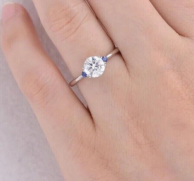 Round Cut Lab Created Diamond 3-Stone Women’s Wedding Ring 14k White Gold Finish