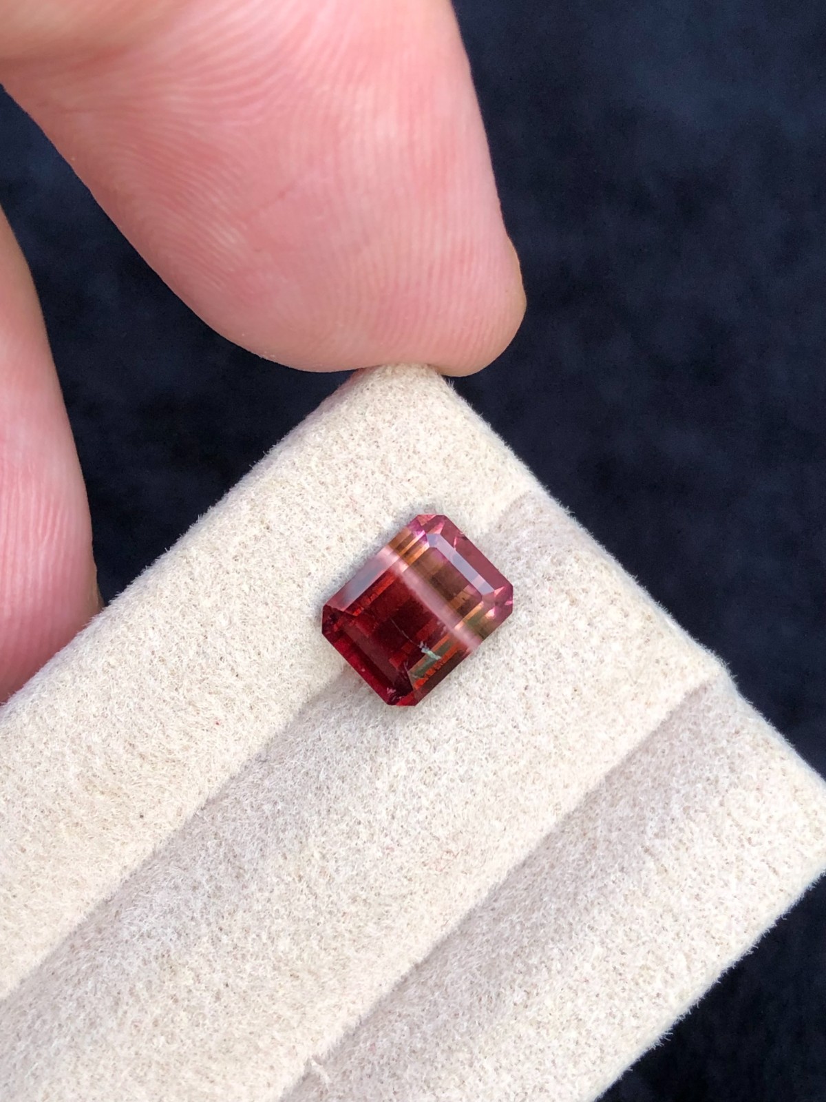 Emerald Cut Quad Color Natural Tourmaline Gemstone: 1.8 Carats