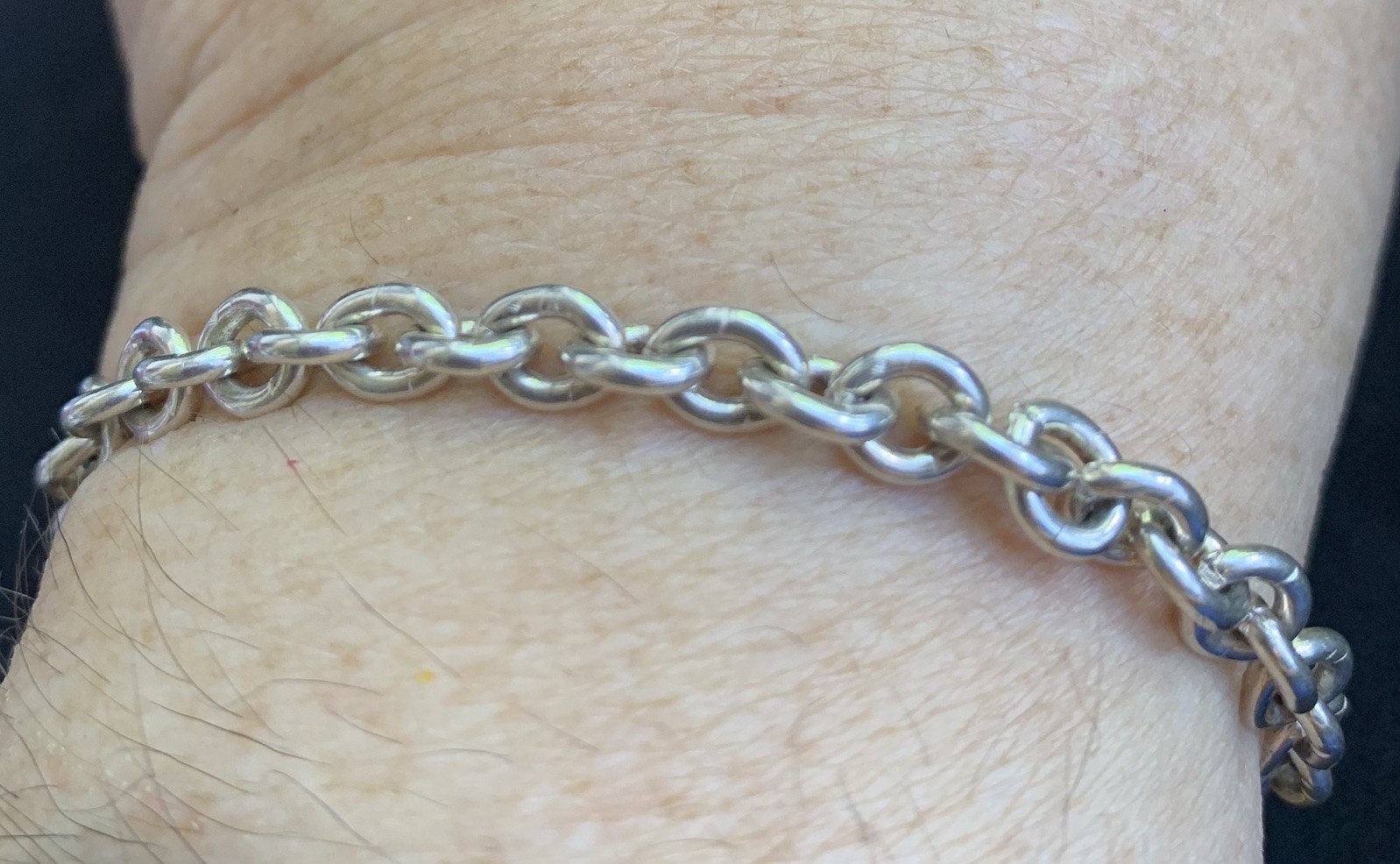 Sterling Silver 925 Rolo Link (Belcher) Lobster Clasp Bracelet 7″, 10g, Vintage