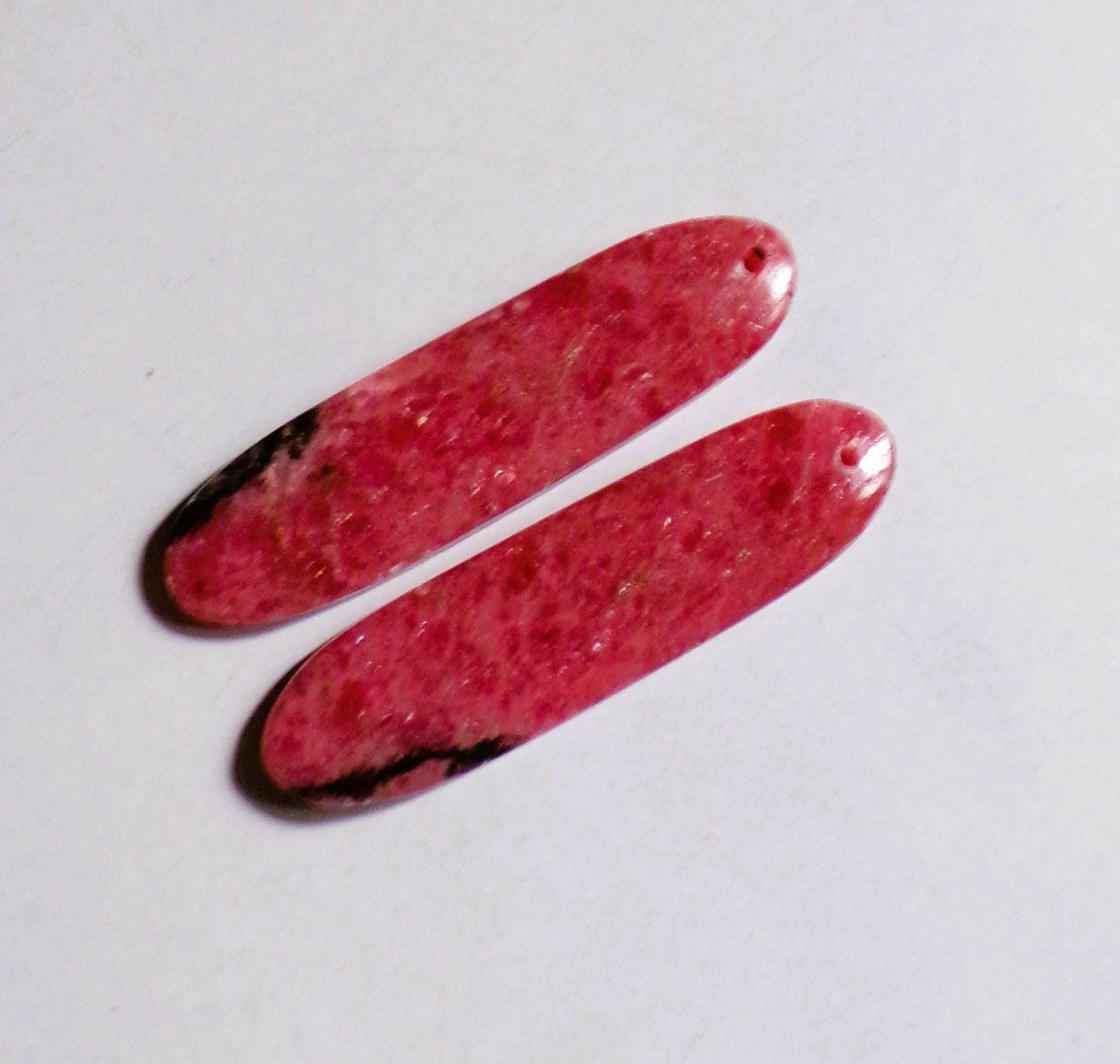 54.15 Cts Natural Rhodonite Drilled Cabochon Match Pair Gemstone 43.6X11.6MM 25
