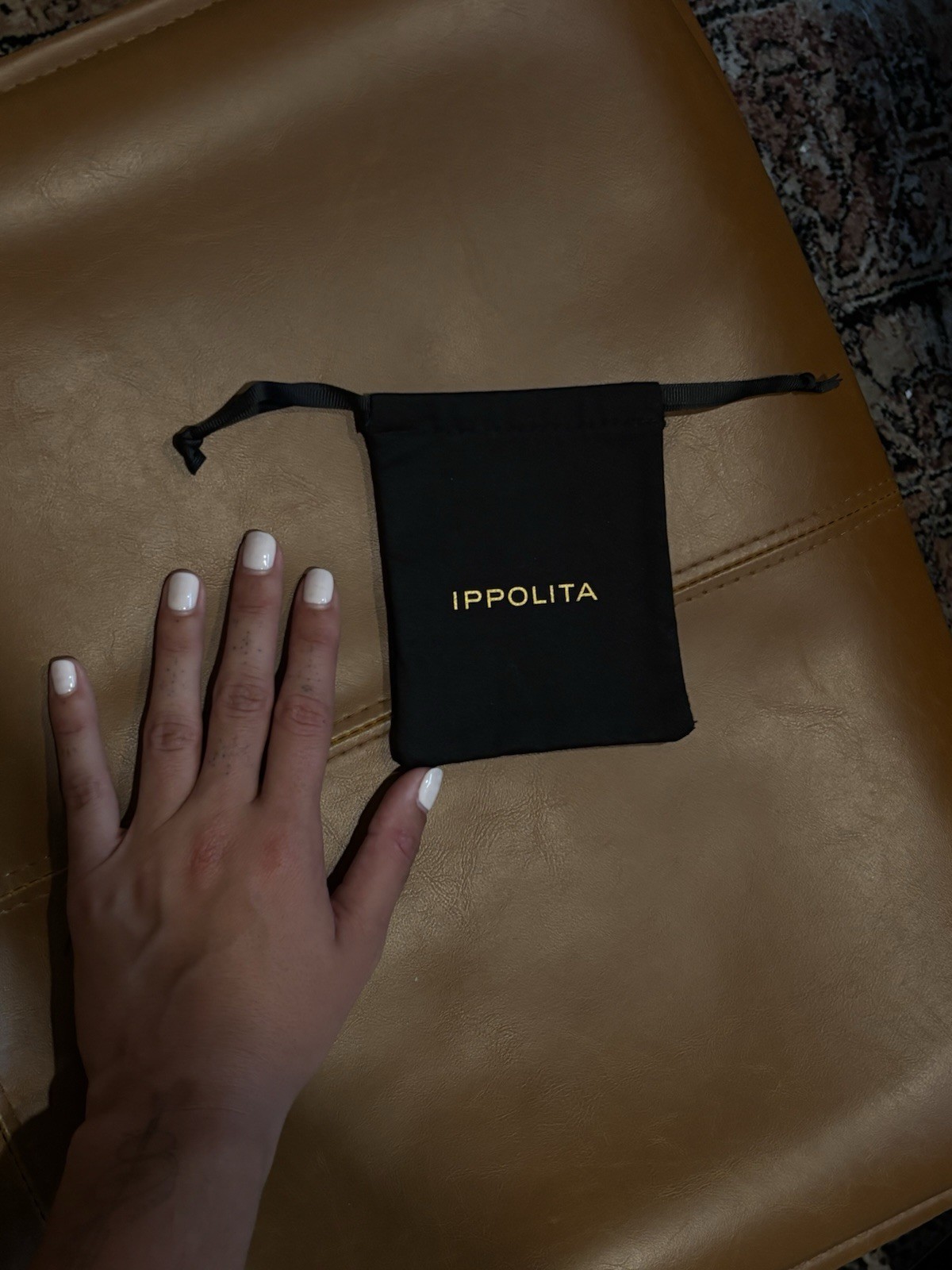 IPPOLITA Black Logo Fabric Drawstring Jewelry Bag/Jewelry Pouch