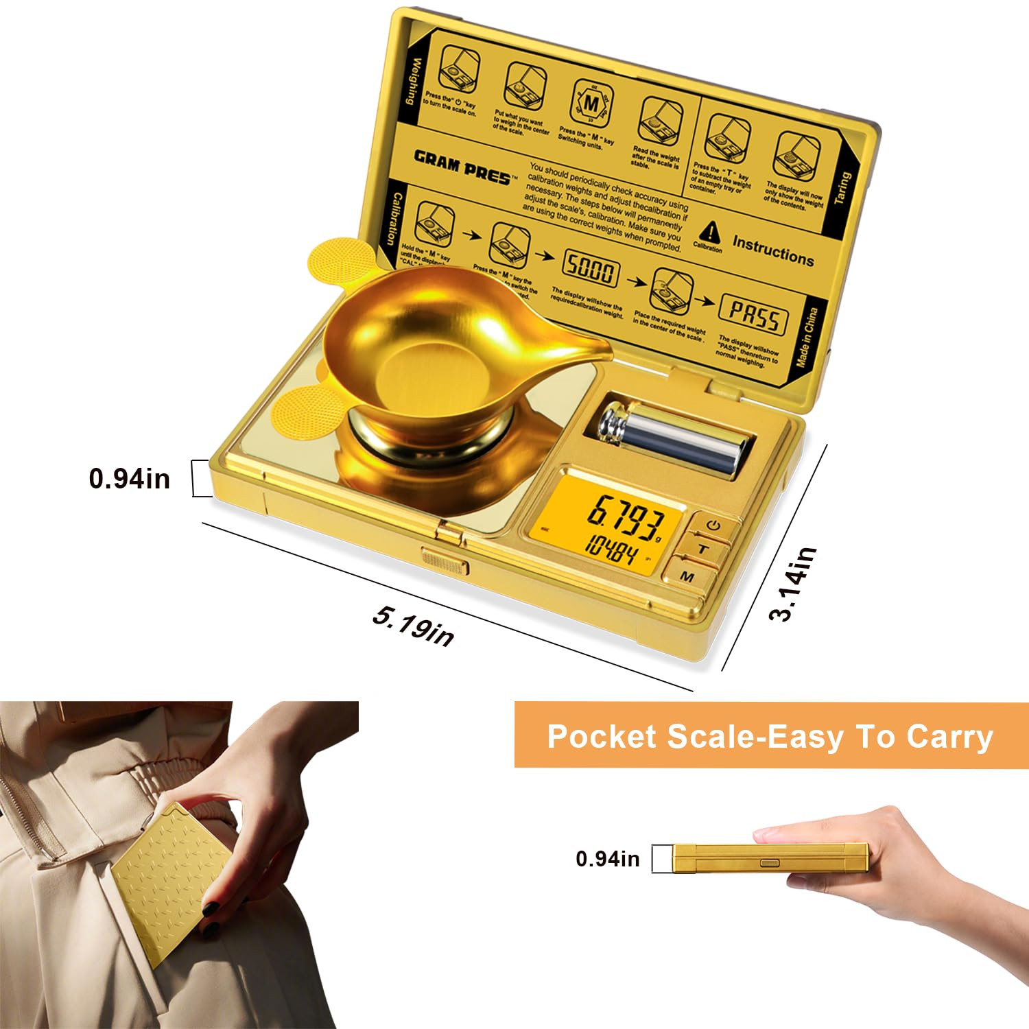 High Precision Milligram Scale,50G/0.001G Digital Mini Pocket Gram Scale,Mg Scal