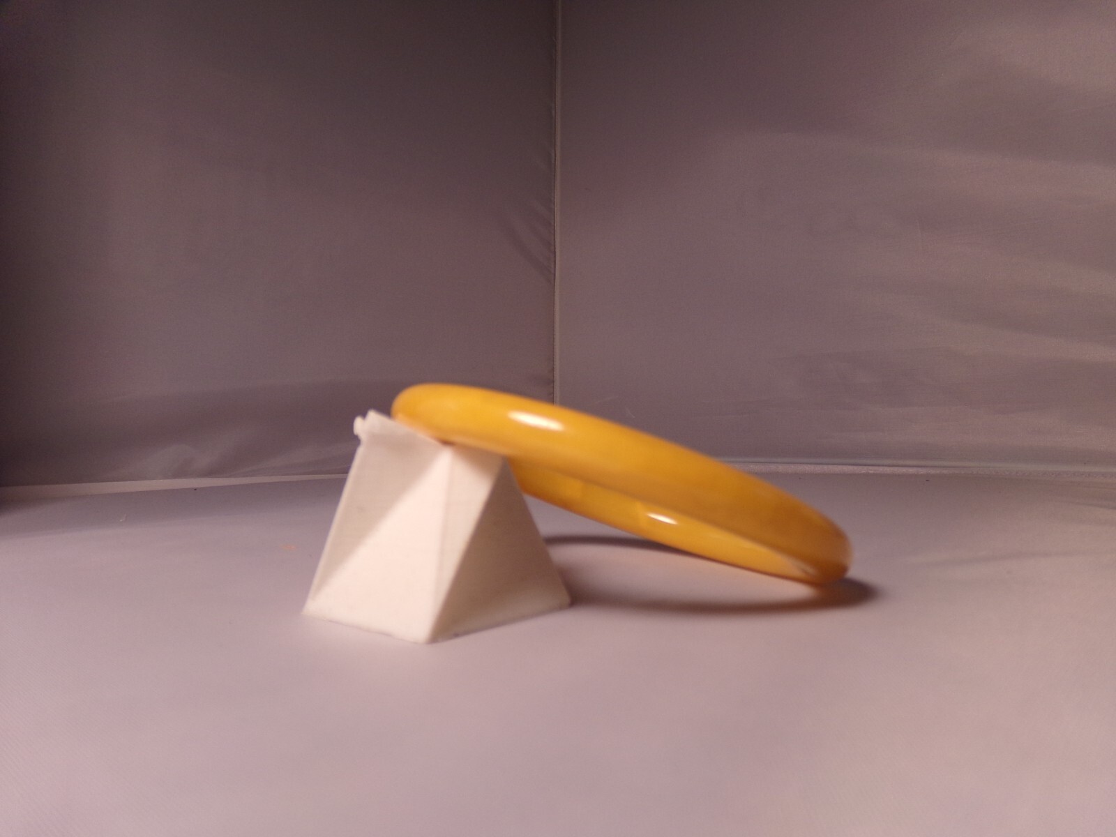 Vintage Mustard Yellow & White Marbled Plastic Bangle Bracelet