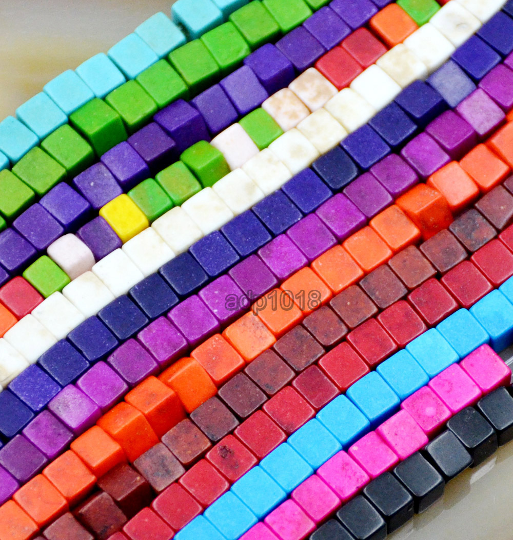4x4mm Howlite Turquoise Cube Loose Spacer Beads 16″ Pick Color