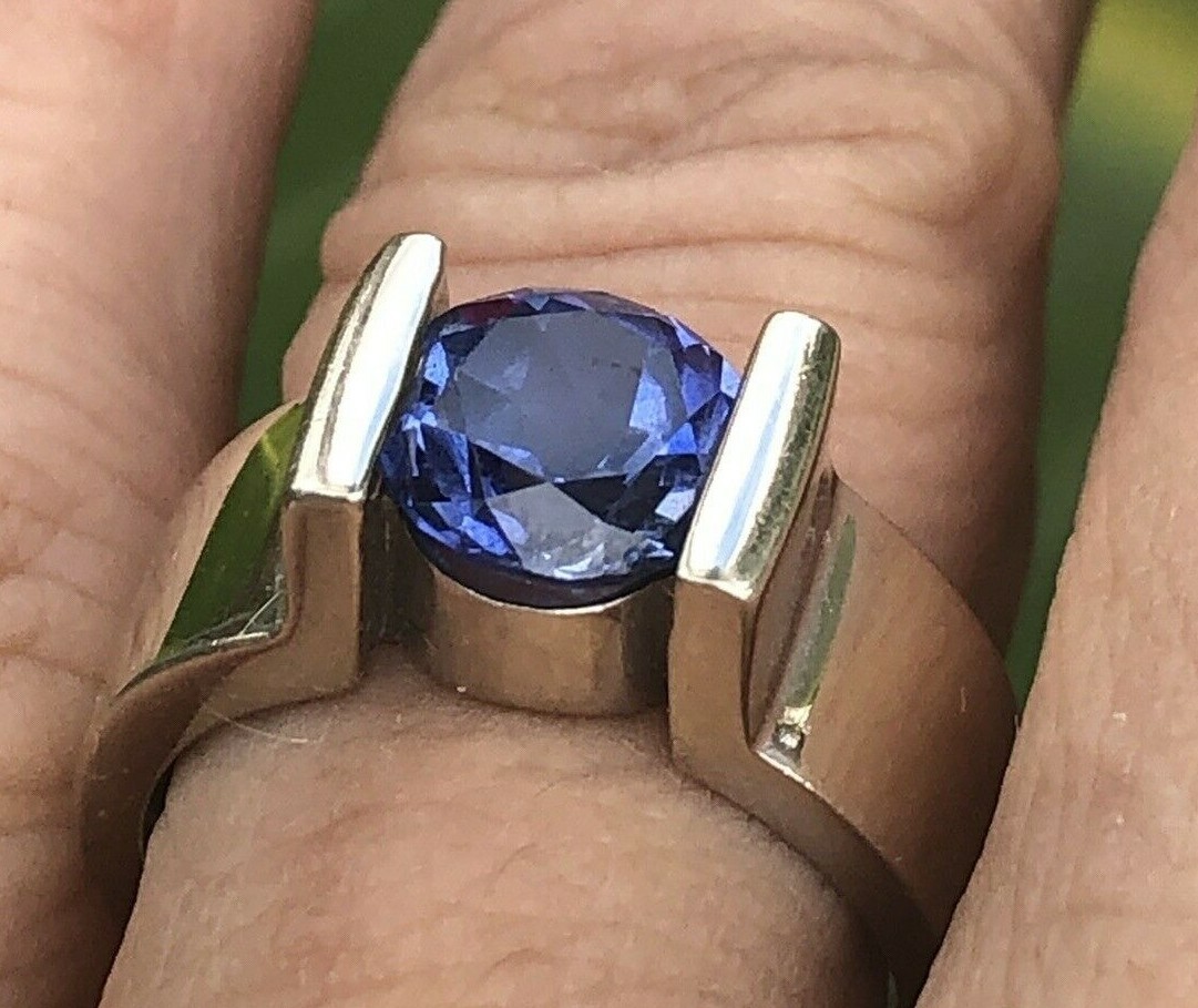 $2,000 14k White Gold Solitaire Engagement Ring Modern Tension Mount Setting 9g