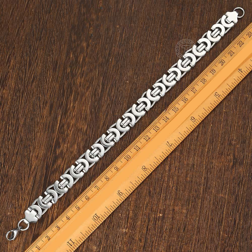 11mm Mens Flat Byzantine Chain Bracelet 316L Stainless Steel 8 inch-10 inch