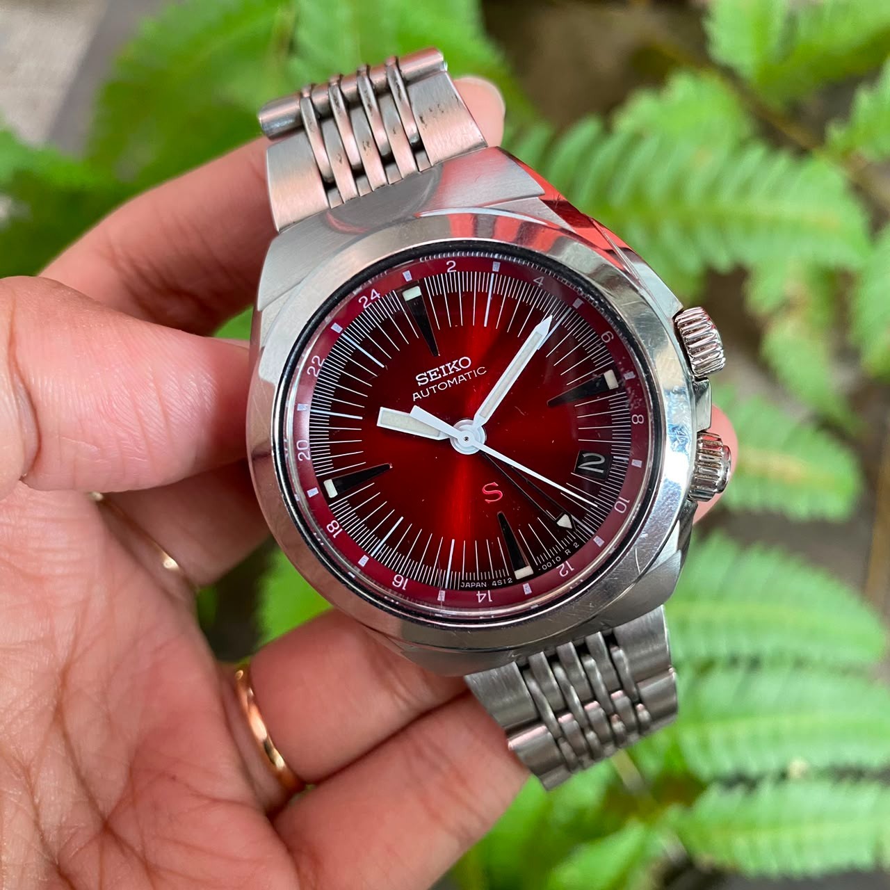 Rare Seiko SUS SCFF007 GMT Red Dial Automatic Hi-Beat Date Vintage Watch Men