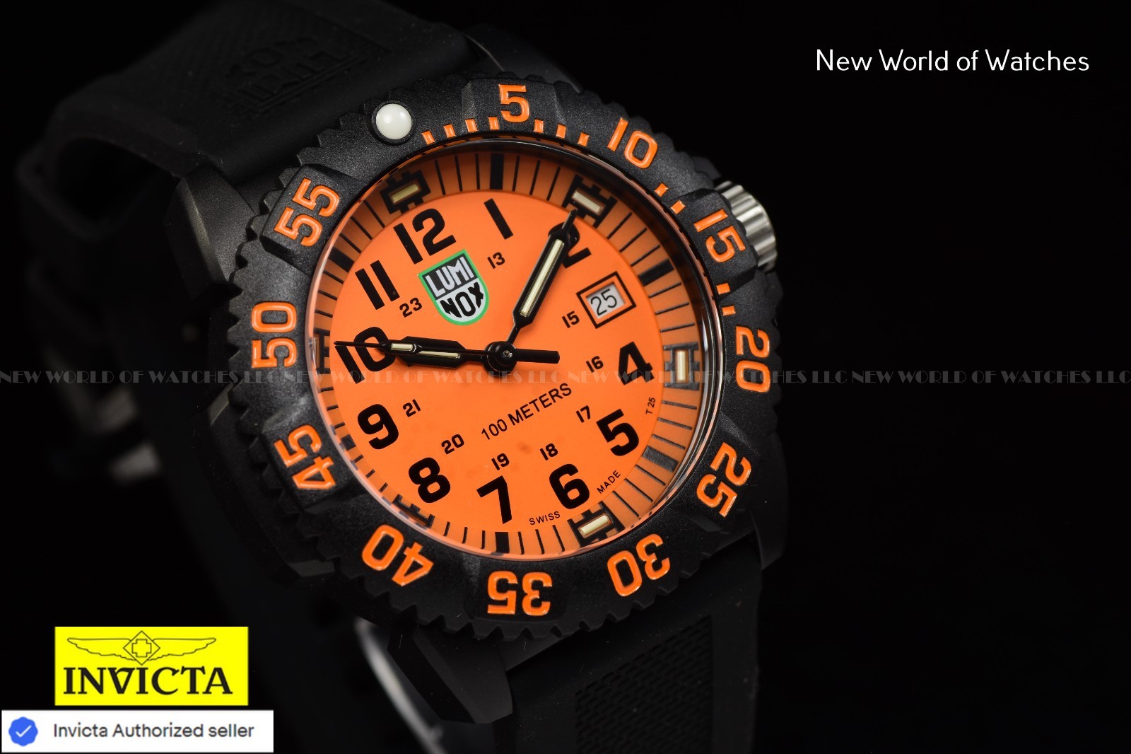 LUMINOX SEA LION Carbonox Mens 44mm ORANGE DIAL Swiss Rubber Strap Watch