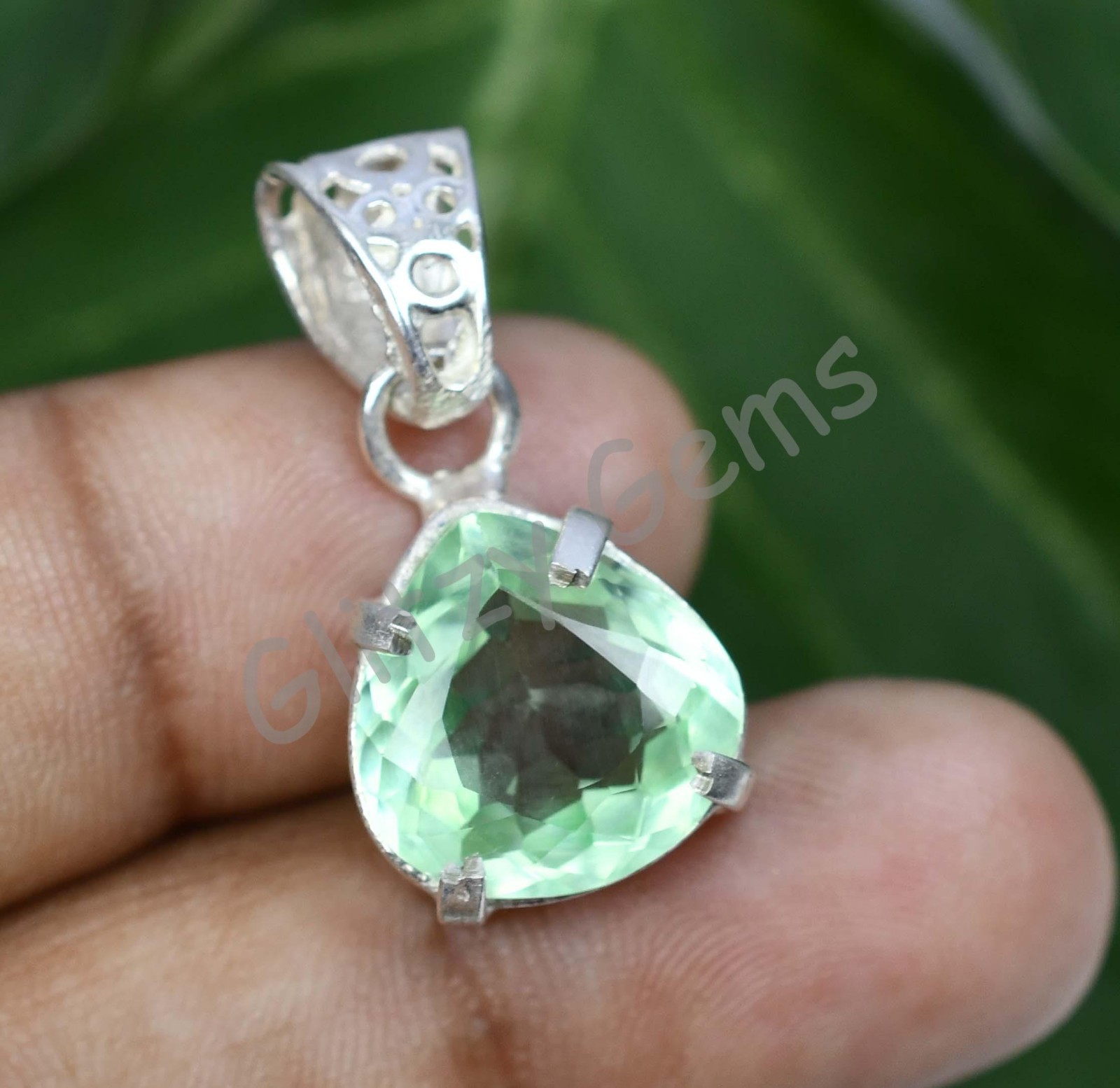 20.00 Ct Natural Green Sapphire Pear 925 Sterling Silver Pendant Certified