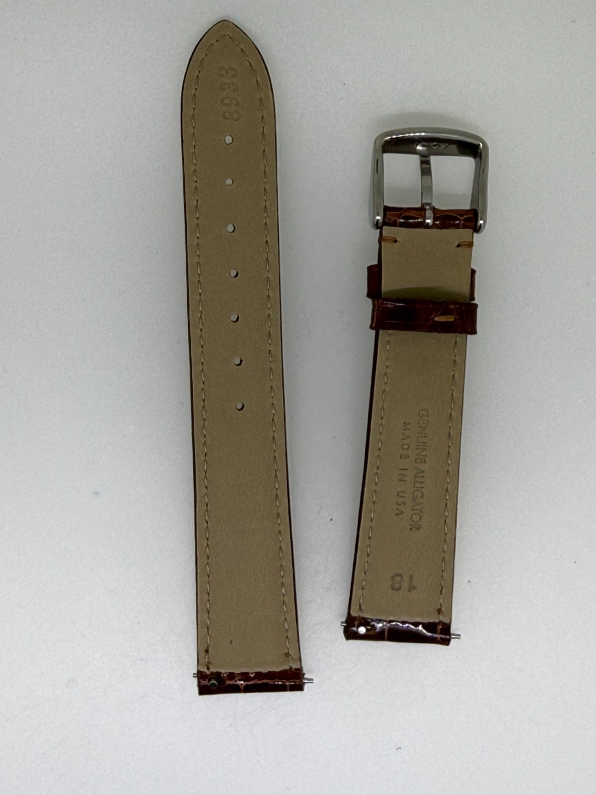 Hadley Roma dark brown glossy Alligator sides watch band strap 18MM