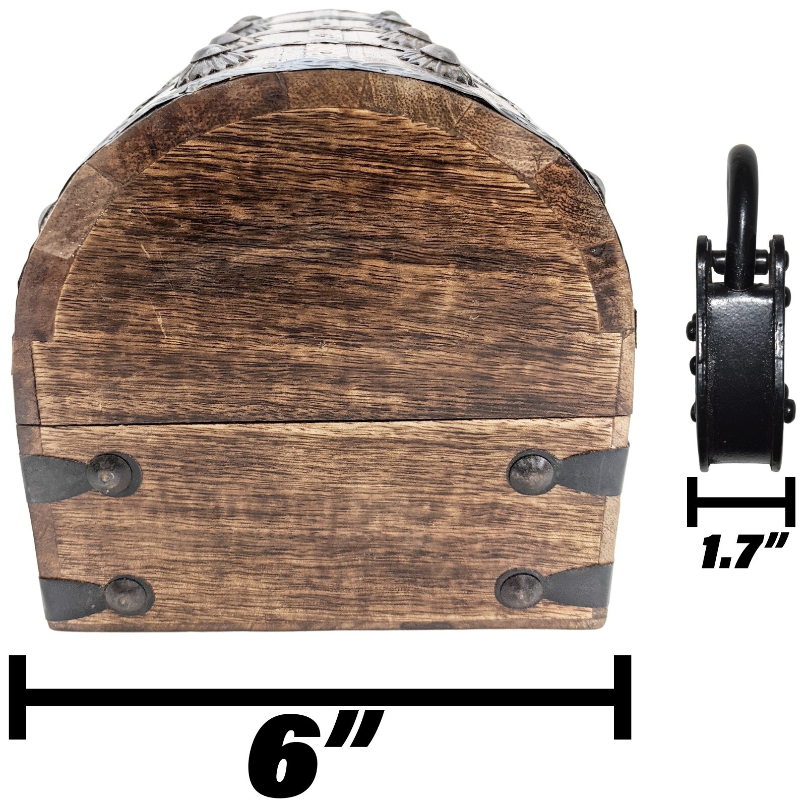 Pirate’s Treasure Chest Wooden Nautical Jewelry Box with Functional Lock and Key