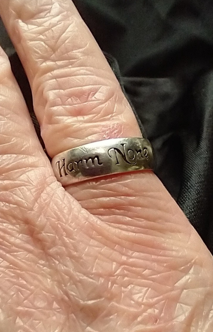 Harm None Amulet Ring Unisex Band .925 Sterling Silver Peter Stone Design