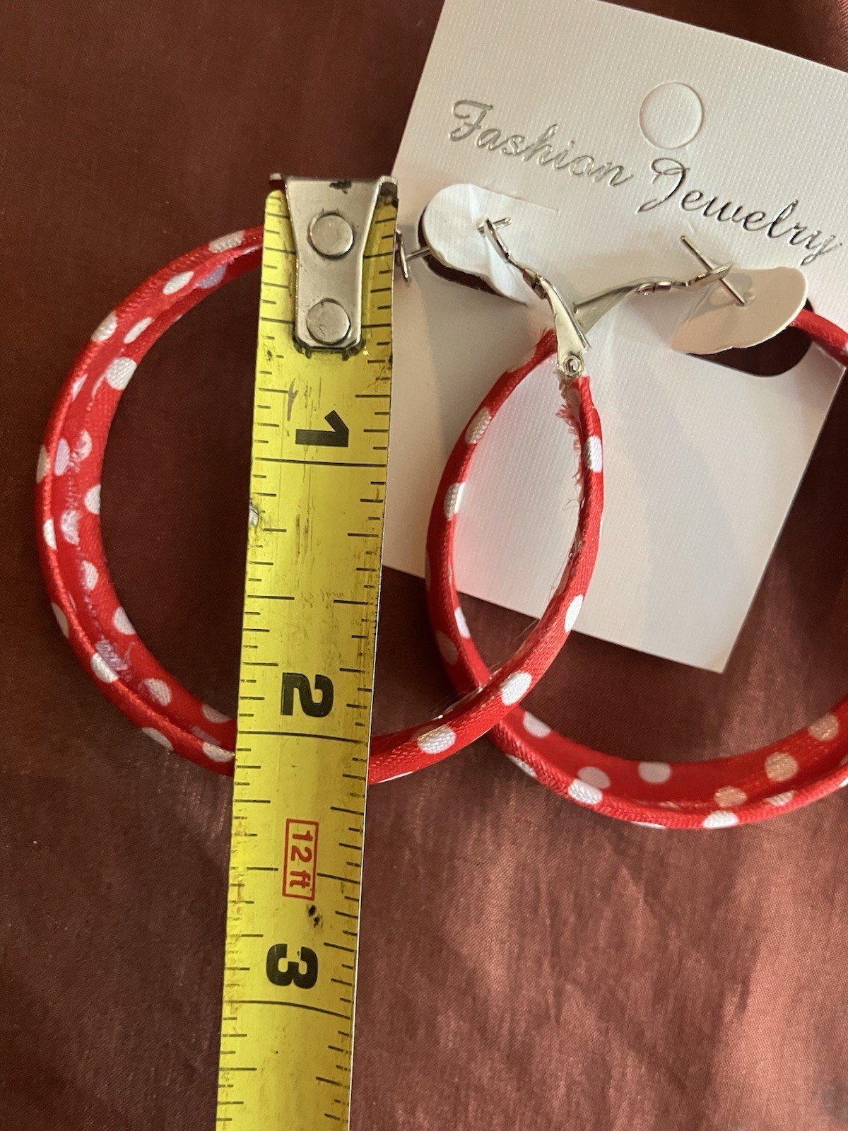 Hoop Earrings Red And White Polka Dot Rockabilly Or Minnie Mouse Style