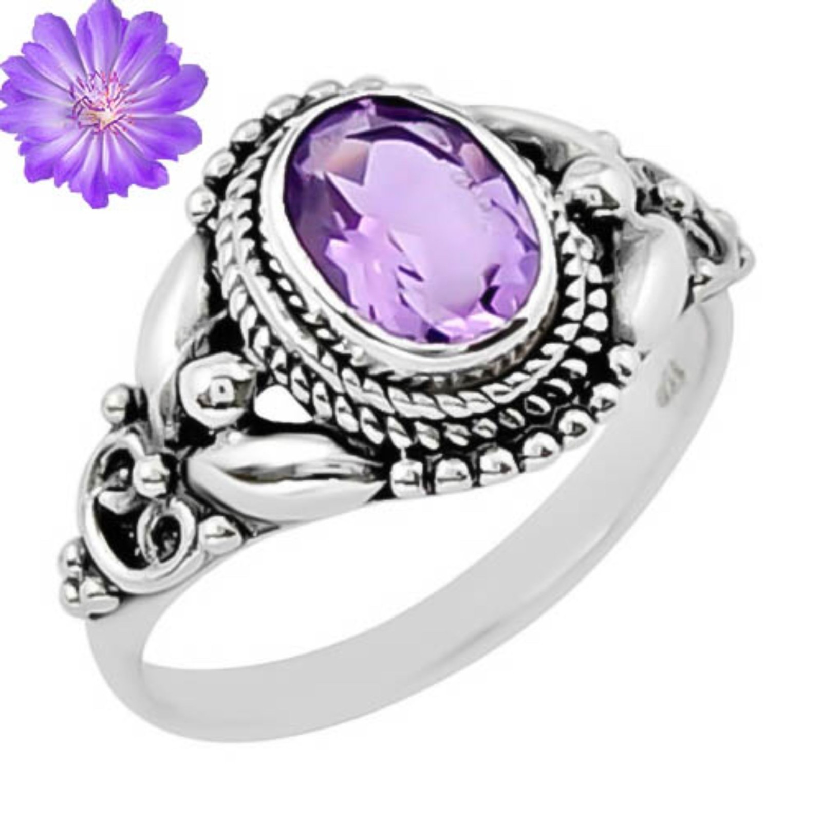 African Amethyst Gemstone 925 Sterling Silver Handmade Jewelry Ring Gift For