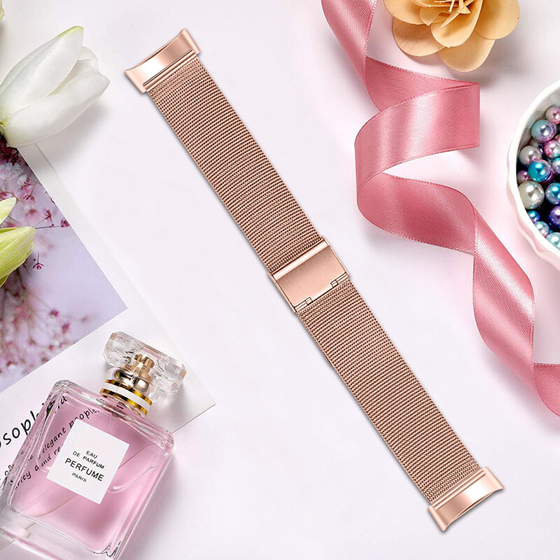 Stainless Steel Metal Milanese Mesh Buckle Band Strap For Fitbit Charge 6 5