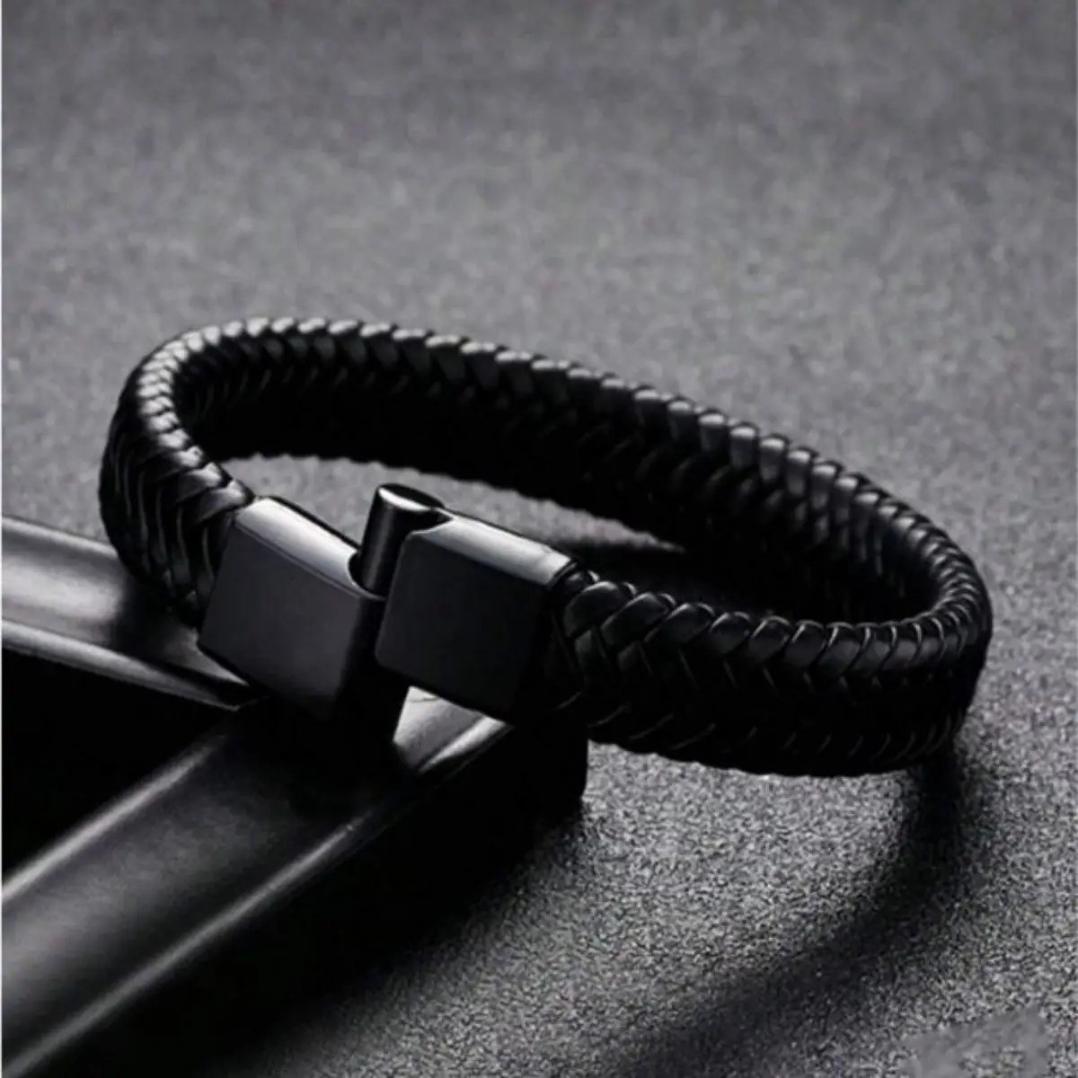 Retro Men’s Woven Leather Bracelet Open Bangle Adjustable Wristband Gift