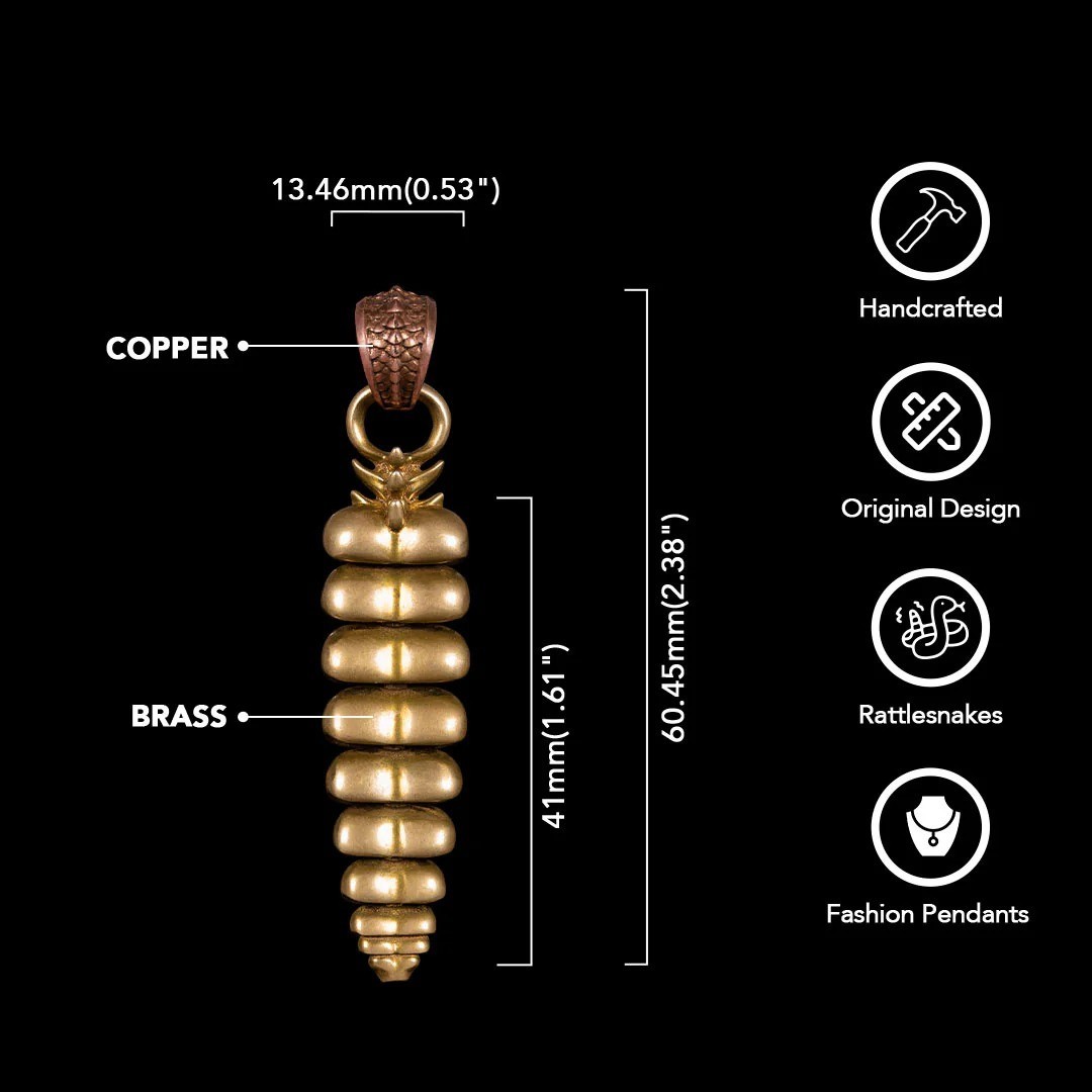 Rattlesnake Tail Pendant for Necklace Fidget Jewelry Gift for Snake lovers