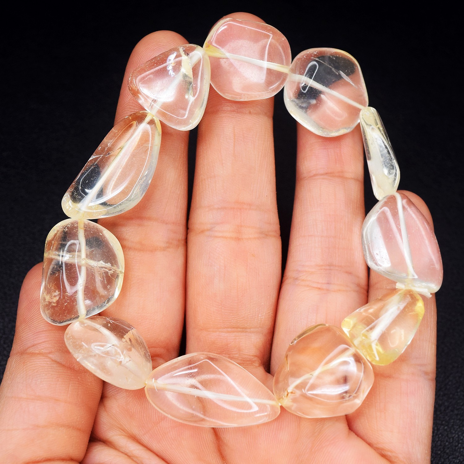 Truely World Class Citrine 218.00 Cts Stretchable Bracelet Beaded RK 77 AZ46