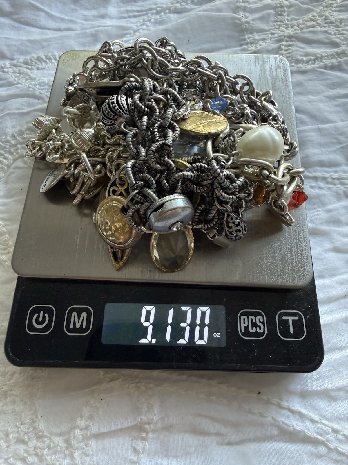 LOT OF 8 Silver Tone Charm Bracelets Chicos Da Vinci Washington DC Angel Purse