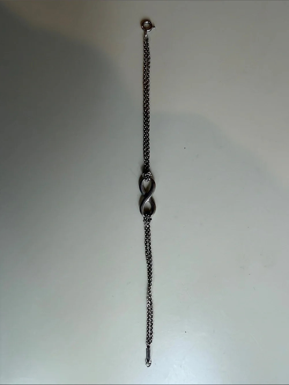 Tiffany & Co. Sterling Silver Infinity Double Chain Link Bracelet 6.5 inches