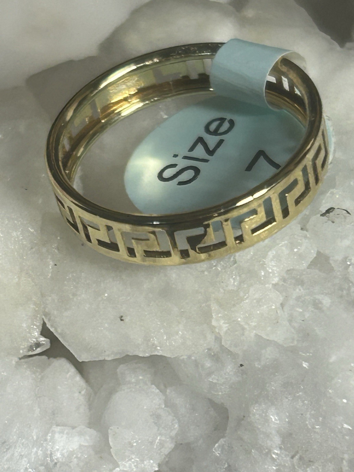 Greek Key 10k Gold Size 7 New Ring Made In Italy