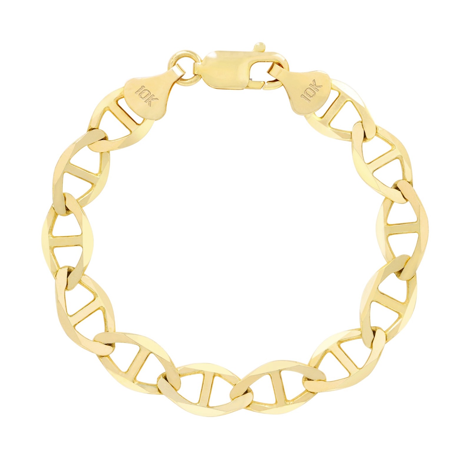 10K Yellow Gold Solid 2mm-9mm Mariner Anchor Link Chain Bracelet 7″ 7.5″ 8″ 9″