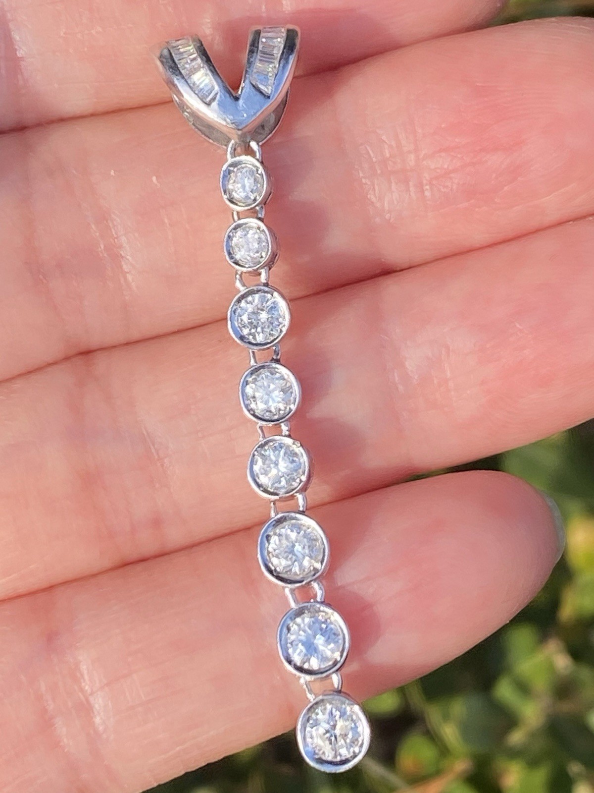 1.00CTW 100% Natural Round Diamond Drop Platinum Pendant