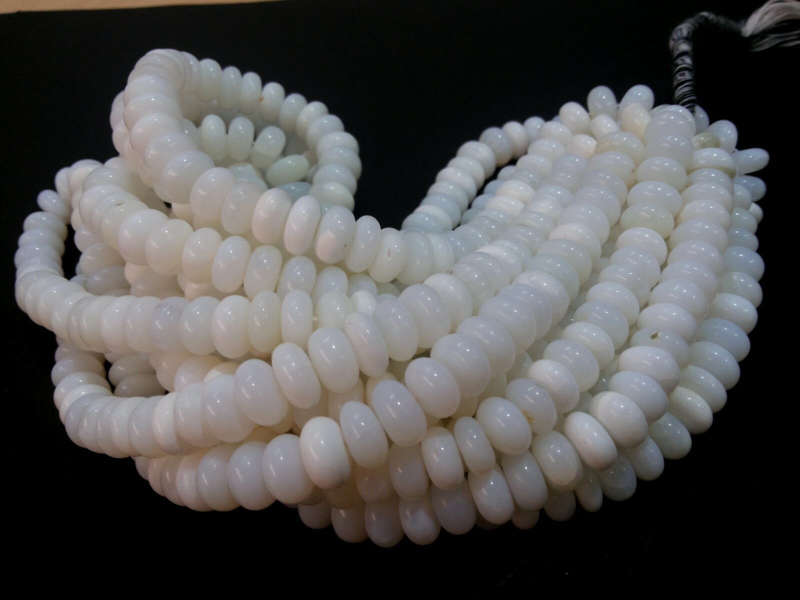 2 Strand Natural White Opal Rondelle Smooth 9-10mm Gemstone Loose Beads 8″inch