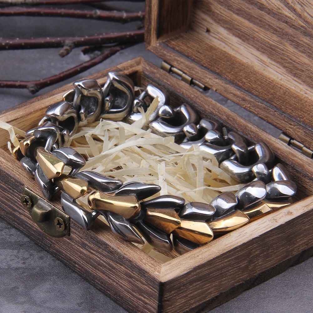 Viking Bracelet Ouroboros Vintage Punk Stainless Steel Fashion Jewelry For Mens