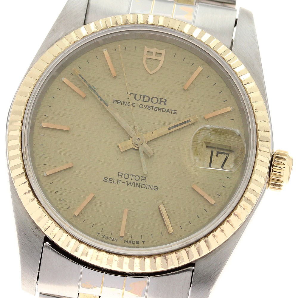 TUDOR Prince Oyster Date 74033 Gold Automatic SS Bezel Men’s Watch