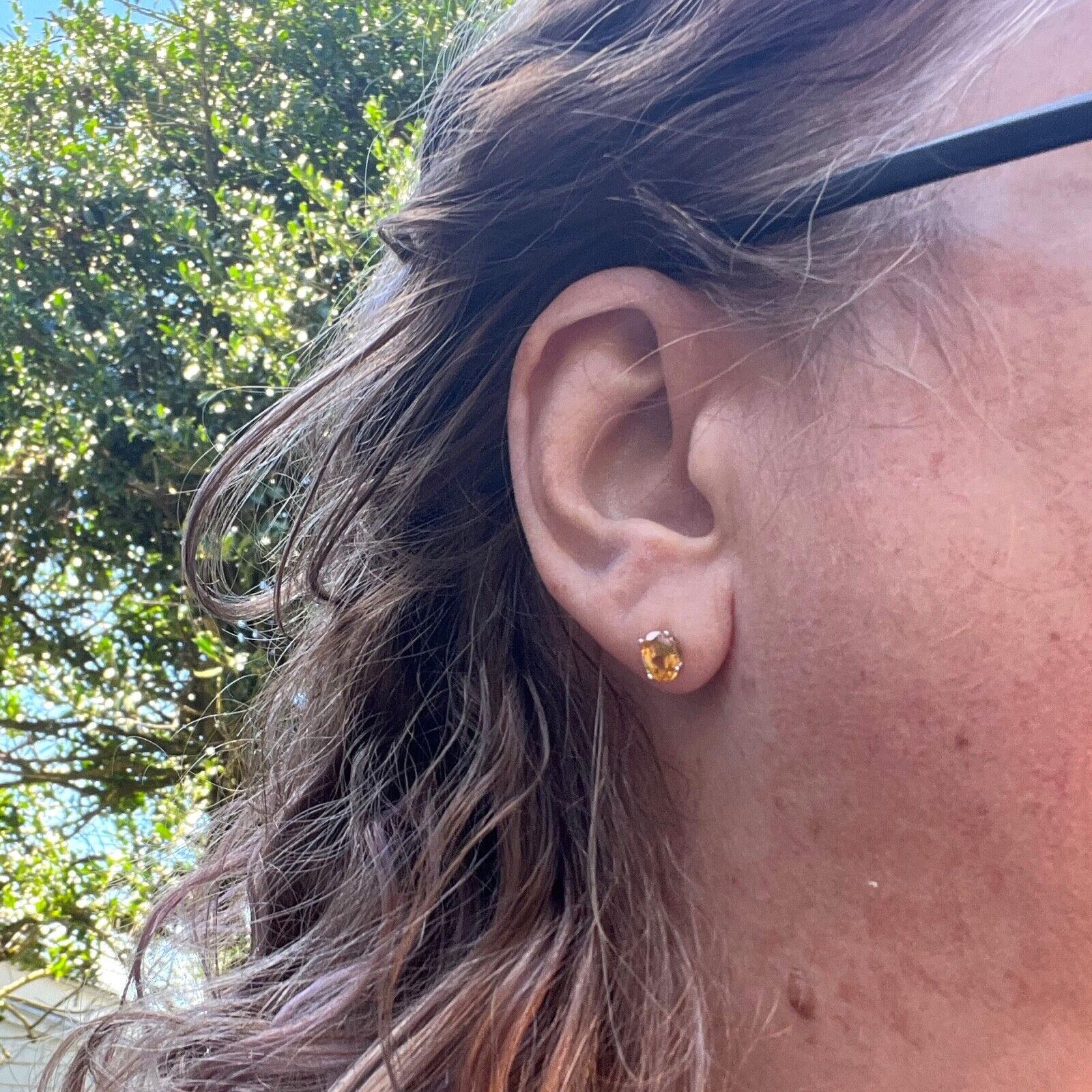 Handmade Small AAA Oval Natural Citrine Stud Earrings , November Birthstone