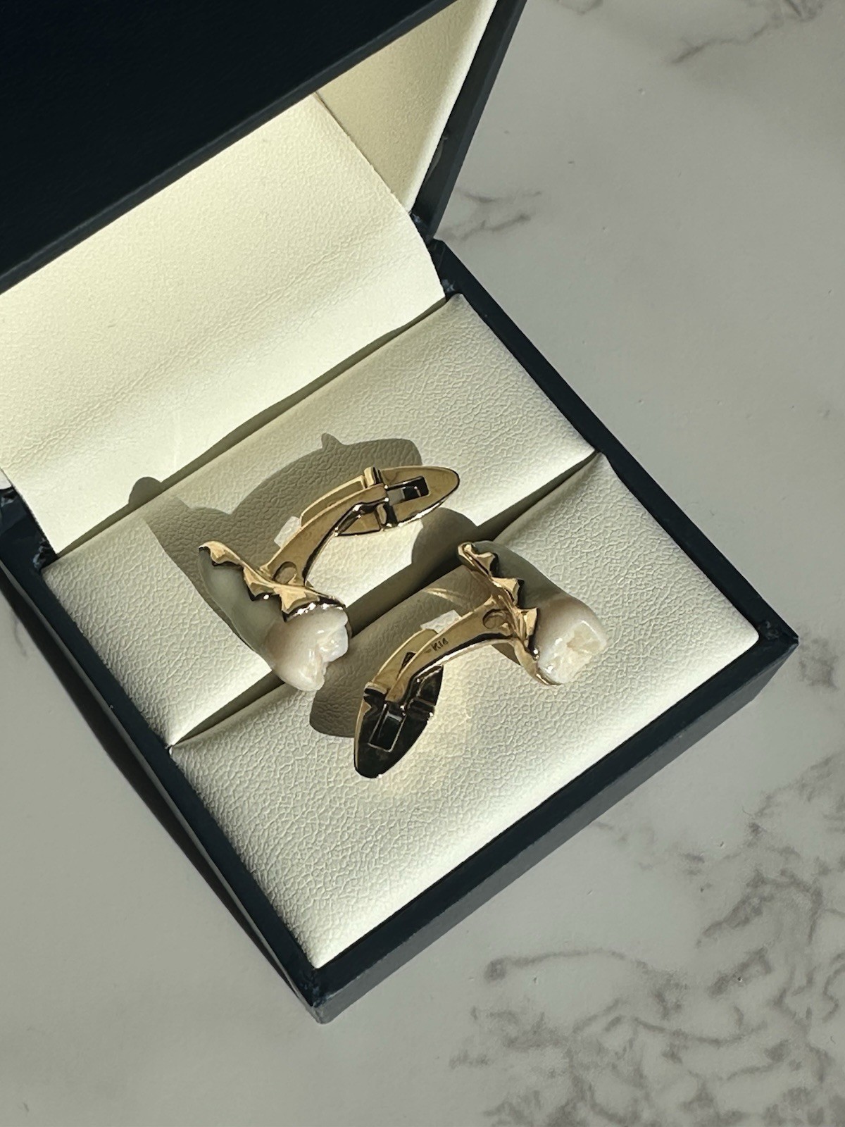Tenenbaum Jewelers Custom Unique 14K Gold Real Teeth Cufflinks