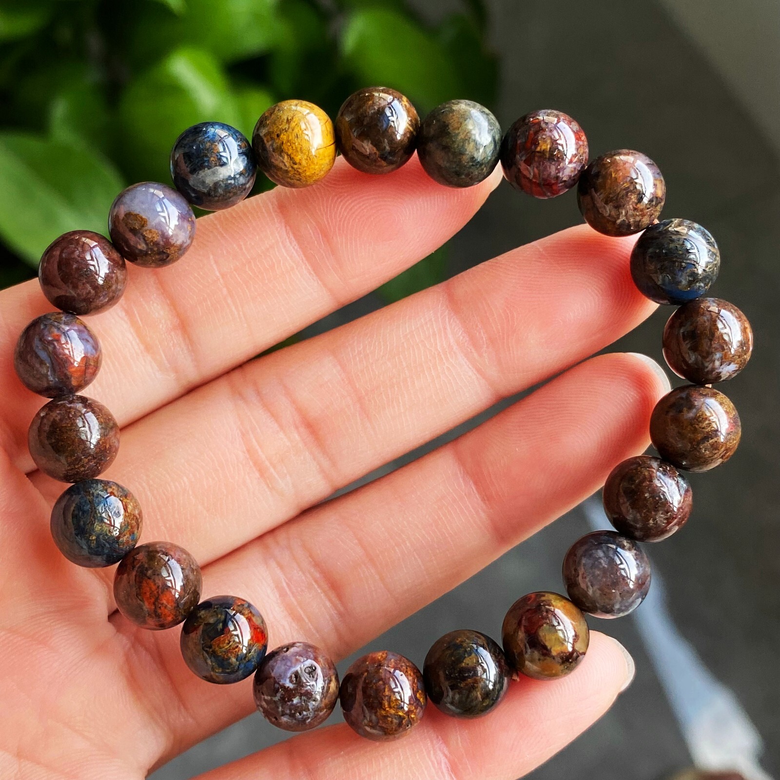 8.7mm Natural Color Pietersite Namibia Gemstone Beads Bracelet Z53
