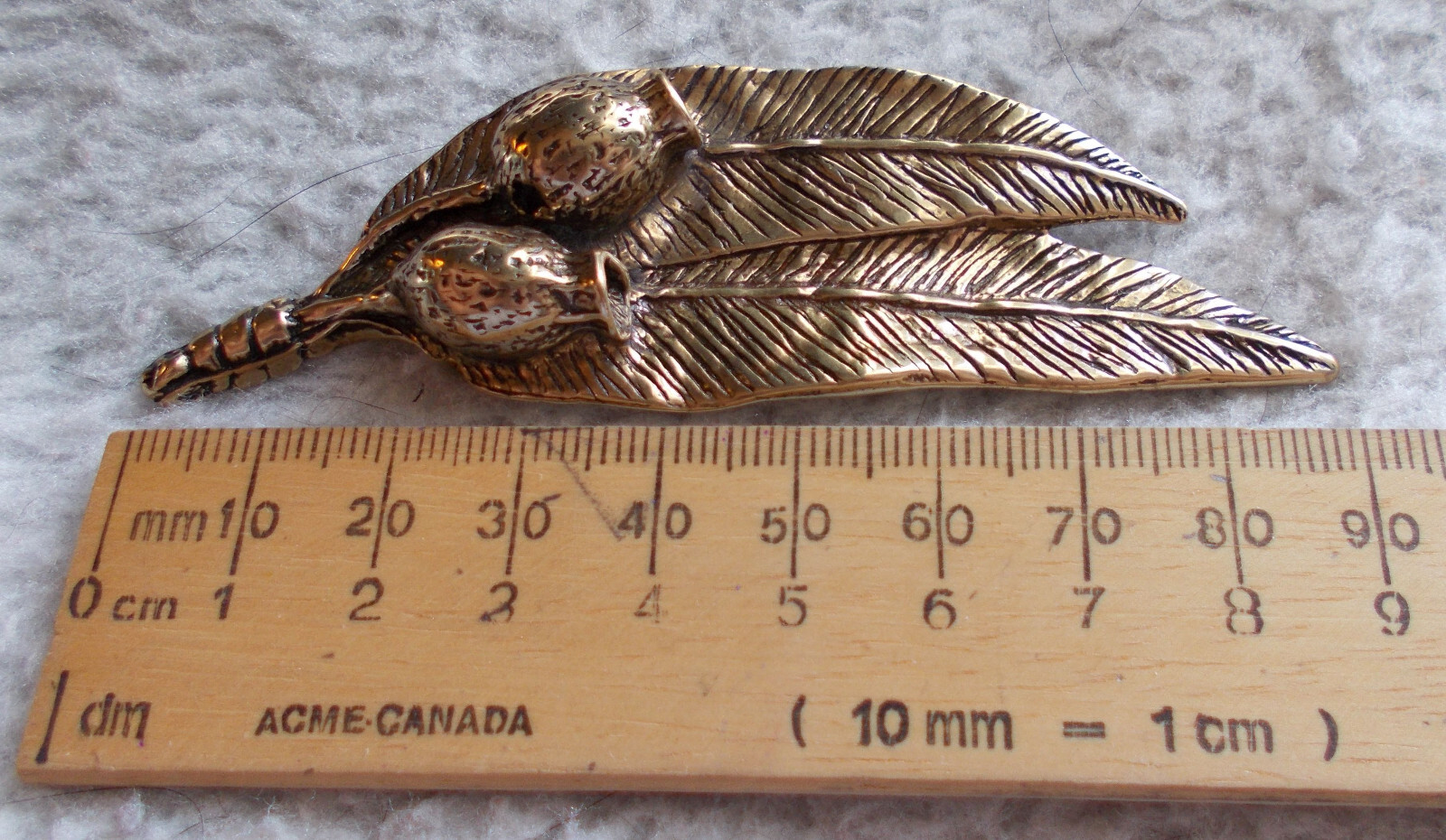 Leaf Brooch Solid Brass by JJK Made in Australia with original case 3.54″ inches