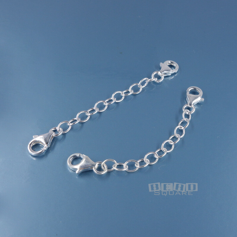 2 Sterling Silver Lobster Claw Clasps Safety Chain, Connector, Extender 2 inches