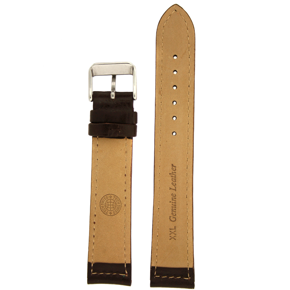 Extra Long Watch Band Dark Brown Leather Strap Alligator Grain 18mm – 24mm